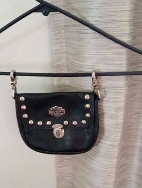 Harley-Davidson Black Leather Clip Purse with Silver Studs